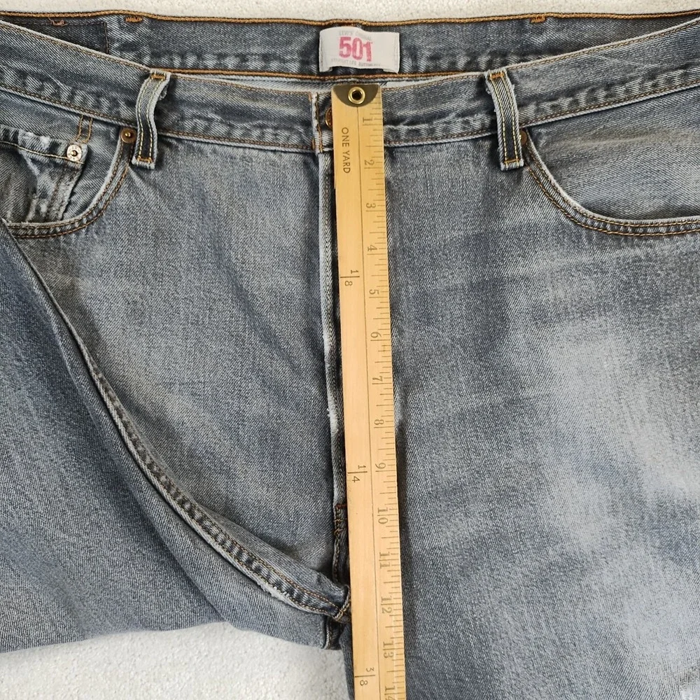 VTG Levi's 501 Jeans Men's 39x30 Black Button Fly Faded Distressed Grunge 90's